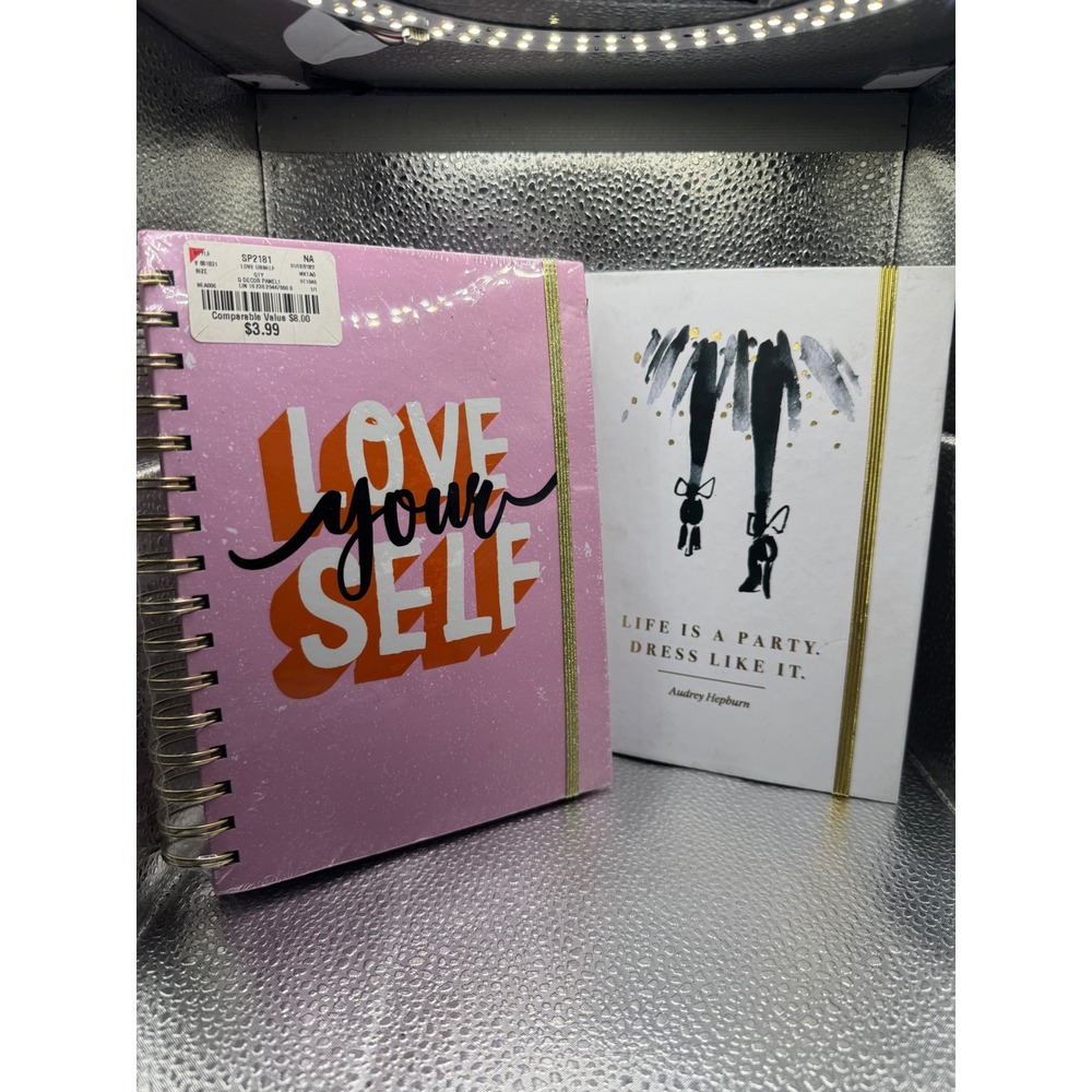Paper Tales Spiral Notebook Journal Set Love Your Self Audrey Hepburn Pink White